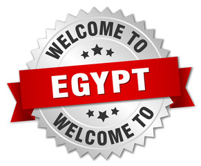 Egypt 3d silver badge with red ribbon