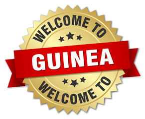 Guinea 3d gold badge with red ribbon