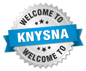 Knysna 3d silver badge with blue ribbon