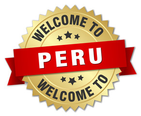 Peru 3d gold badge with red ribbon