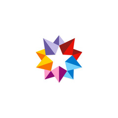  star 3D colorful abstract vector logo