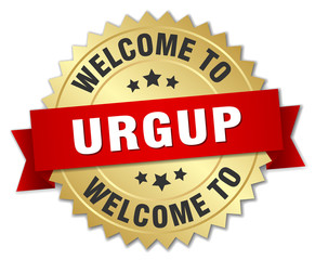 Urgup 3d gold badge with red ribbon