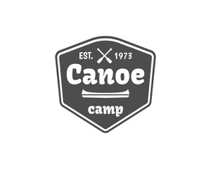 Vintage mountain, rafting, paddling, canoeing camp logo, label