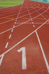 Running track in stadium.