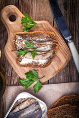 Sandwich with sprats.