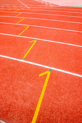 Running track in stadium.