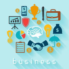 Business and finance concept from flat icons in shape
