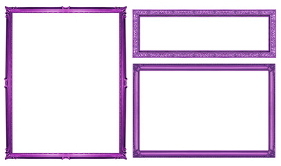collection purple vintage frame isolated on white background, cl