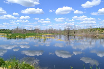 Obraz premium Облака. Зеркальное отражение.