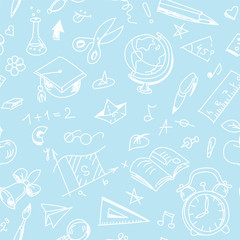 Creative seamless school pattern with white pen children drawing