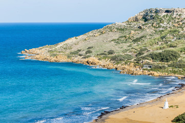 Fototapeta na wymiar Ramla Bay, on the northern side of Gozo, Malta