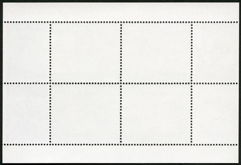 Blank postage stamp block souvenir sheet on a black background