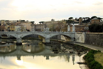 Bridge across river Tiber, Ponte Umberto I, Rome, Italy