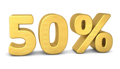 50 prozent symbol 3d gold