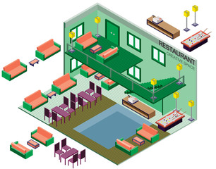 illustration of infographic interior  room concept in isometric graphic