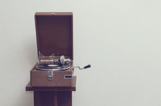Old portable gramophone