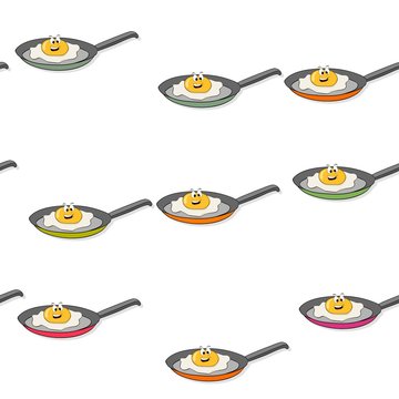 Seamless colored fried egg pattern
