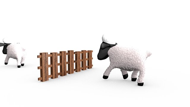 Counting sheep. Sheep jumping over a barrier. 4k loopable video.