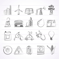 Fototapeta premium Power, energy and electricity Source icons - vector icon set