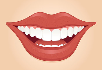 Happy smile mouth showing teeth vector illustration