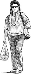 sketch of a casual woman