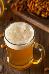 Golden Beer in a Glass Stein