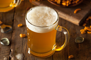 Golden Beer in a Glass Stein