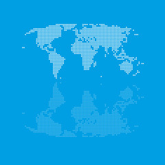 world map with gloss on blue background vector