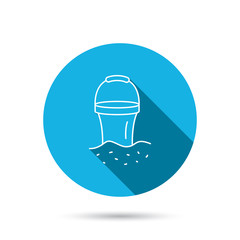 Bucket icon. Trash bin sign. Garden equipment.