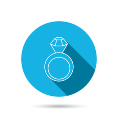 Engagement ring icon. Jewellery with diamond.