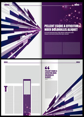 PrintModern magazine Layout Design Template with four pages of Contents Preview, purple tones