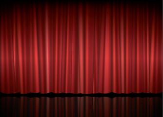 Theater stage with red curtain vector illustration