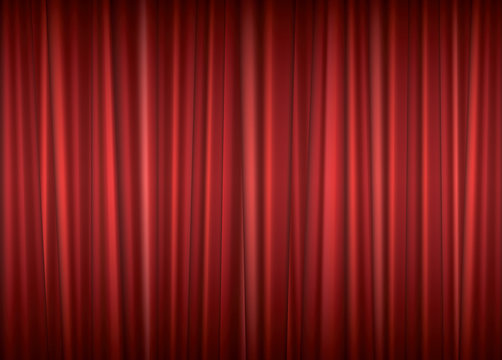 Theater red curtain vector background