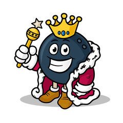 Bowling King Mascot Cartoon Illustration