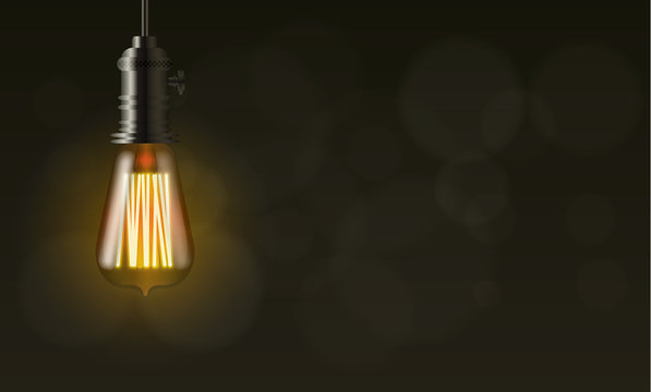 Edison light bulb, vector background with copy space