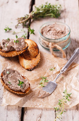 Crostini with liver pate