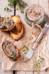 Crostini with liver pate