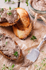 Crostini with liver pate