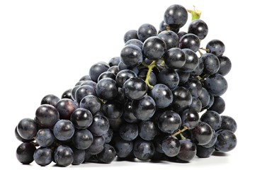 Weintrauben der Sorte Muscat Bleu isoliert auf weißem Hintergrund