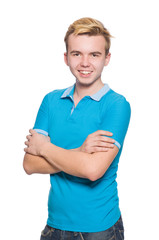 Smiling student isolated on the white background