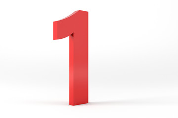 3D Red Number 1