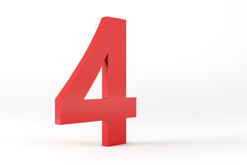 Fototapeta premium 3D Red Number 4