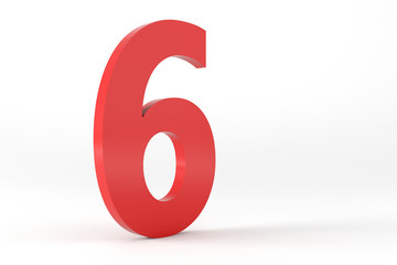 3D Red Number 6