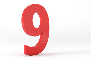 3D Red Number 9