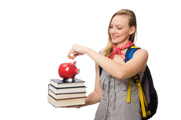 Young student isolated on white