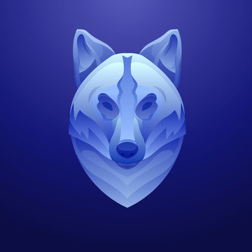 Vintage wolf label. Retro vector design graphic element.