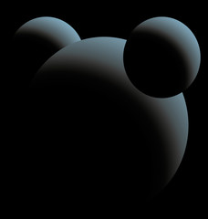 Blue Planet and two satellites in the night