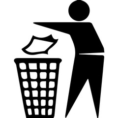 Symbol man with a recycle bin - obrazy, fototapety, plakaty