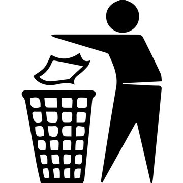 Symbol man with a recycle bin
