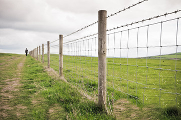 Man walking alone in countryside